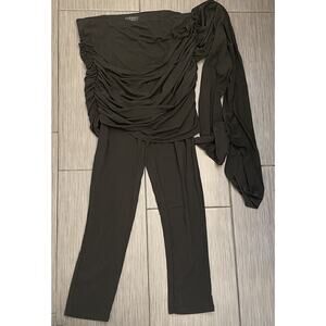 Eloquii Black Strapless Jumpsuit With Attached Sash/Drape Size 16 NWT Runched